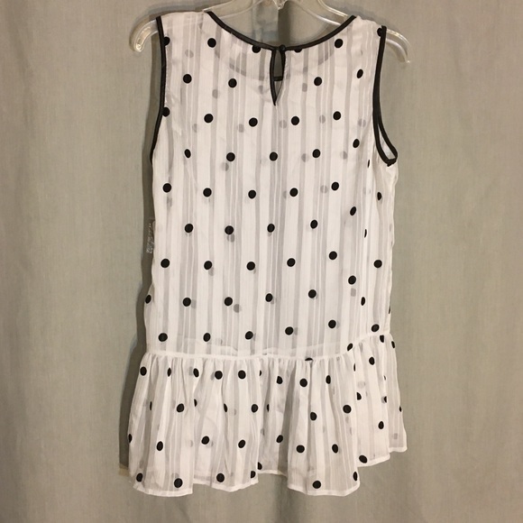 Charming Charlie White Polka Dot Peplum Top Size M - Picture 3 of 8